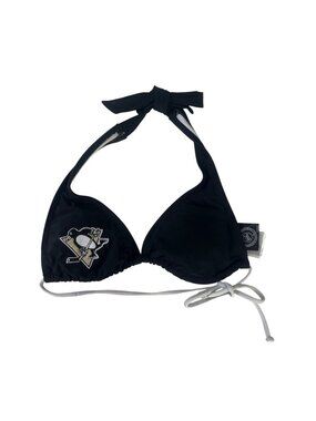 Pittsburgh Penguins Bikini Top Black Small NHL Licensed Swimwear Summer Fanwear